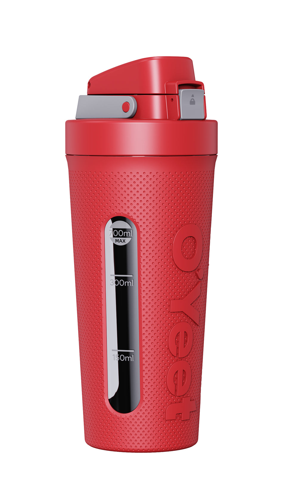 OYeet S2 Shaker 700 ml – auslaufsicher, Kunststoff, Druckknopfdeckel, Rot