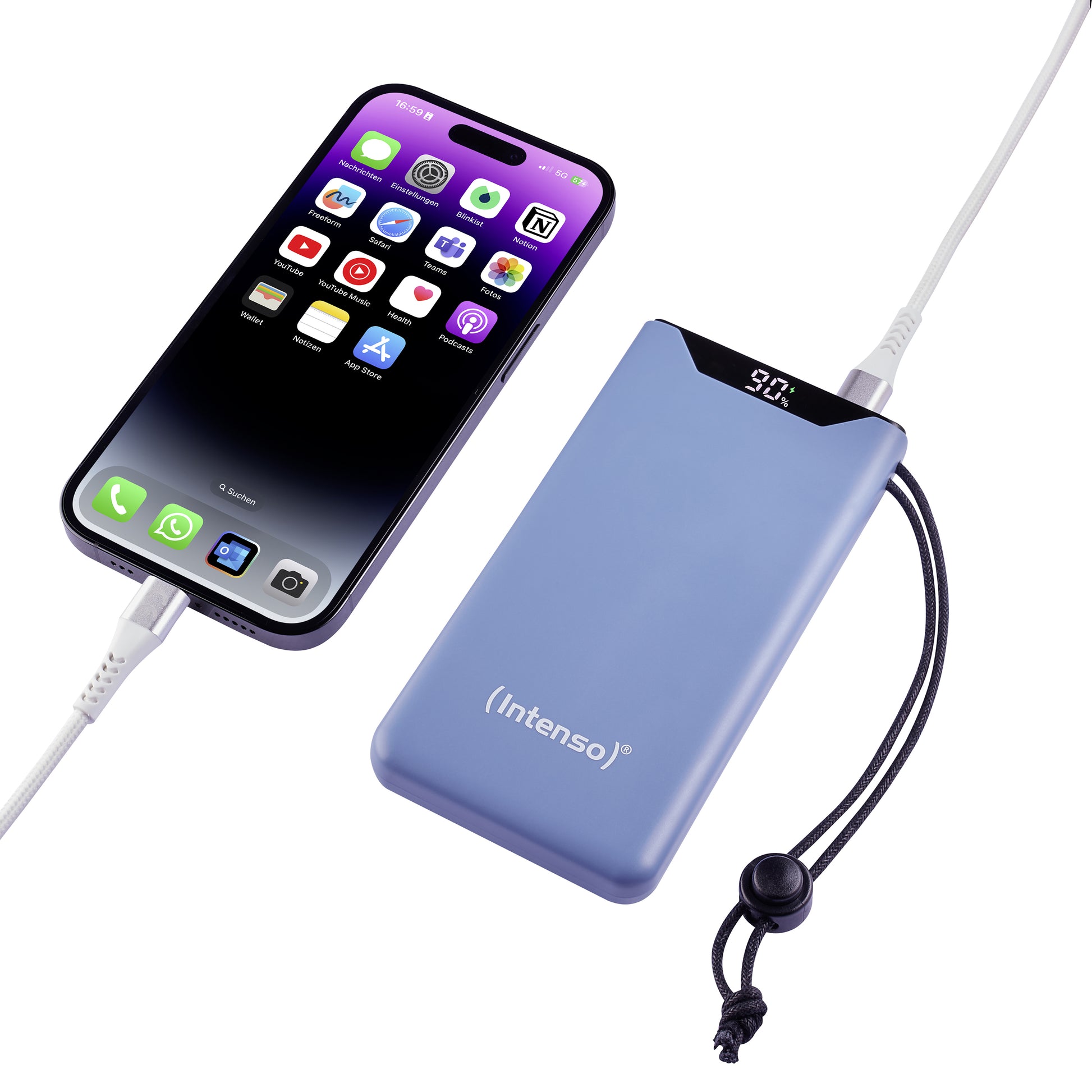 Intenso F10000 Powerbank 10'000 mAh – 20 W PD, 1× USB-C, 1× USB-A, Blau