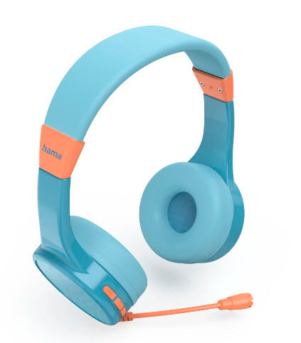 Hama Teens Guard II – On-Ear Headset – Bluetooth, max. 85 dB, Abnehmbares Mikrofon – Blau/Orange – bis 50 h