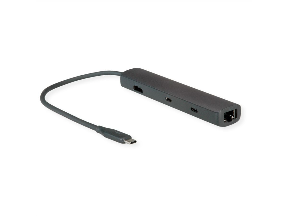 ROLINE Dockingstation – USB-C, 1× HDMI, 2× USB-A, 1× USB-C, 60 W PD, 2,5GbE, für Windows/Mac