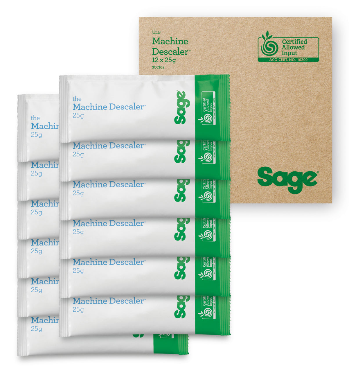 Sage SCC102NEU0ZEU1 Entkalker (Haushaltsgeräte) für Kaffeemaschine – Pulver – 25 g, 12 Stk.