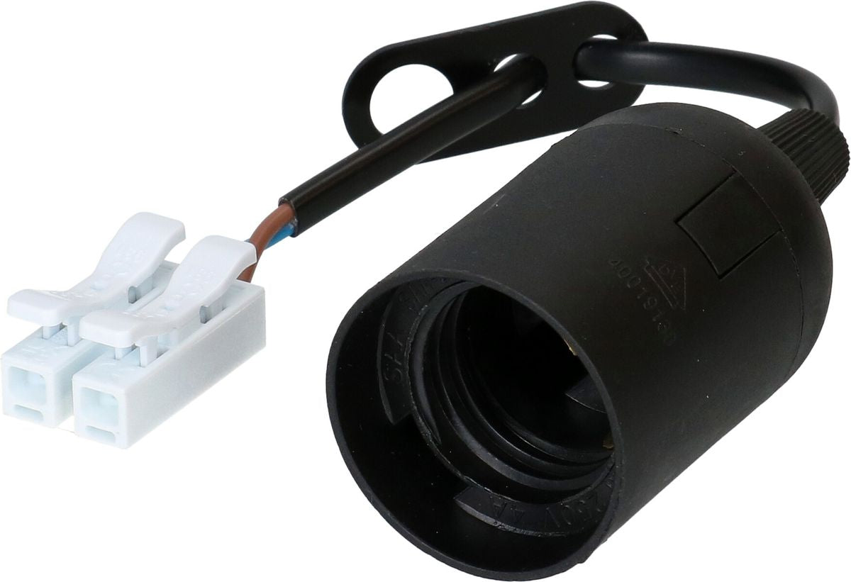 Max Hauri AG Max Hauri Fassung E27 – Kabel 0,12 m, Kunststoff, Schwarz, 60 W, 230 V – 1 Stk.