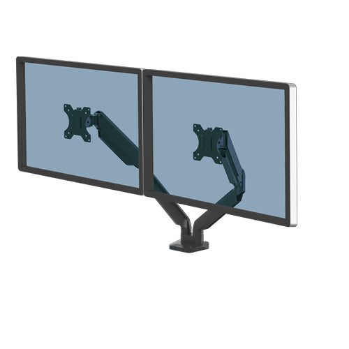 Fellowes Platinum – Monitorarm, Dual, bis 32", VESA 75 × 75/100 × 100 mm, 8 kg, Gasfeder, Schwarz