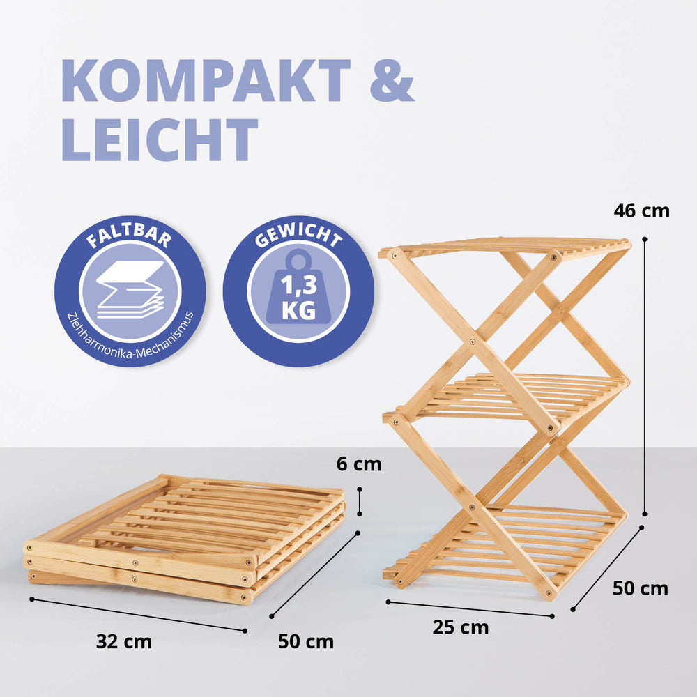 Lumaland Regal 3 Etagen – Bambus – Braun – 500 × 460 × 250 mm
