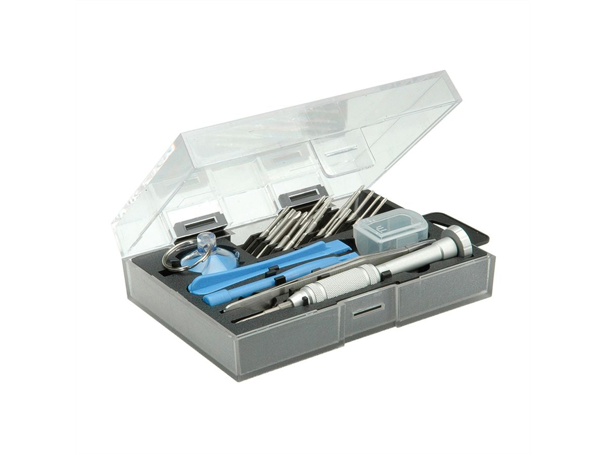 VALUE Elektronik-Reparaturset – Bits: Torx, Phillips, Pentalobe – für Laptop, Smartphone & Tablet – 24-teilig