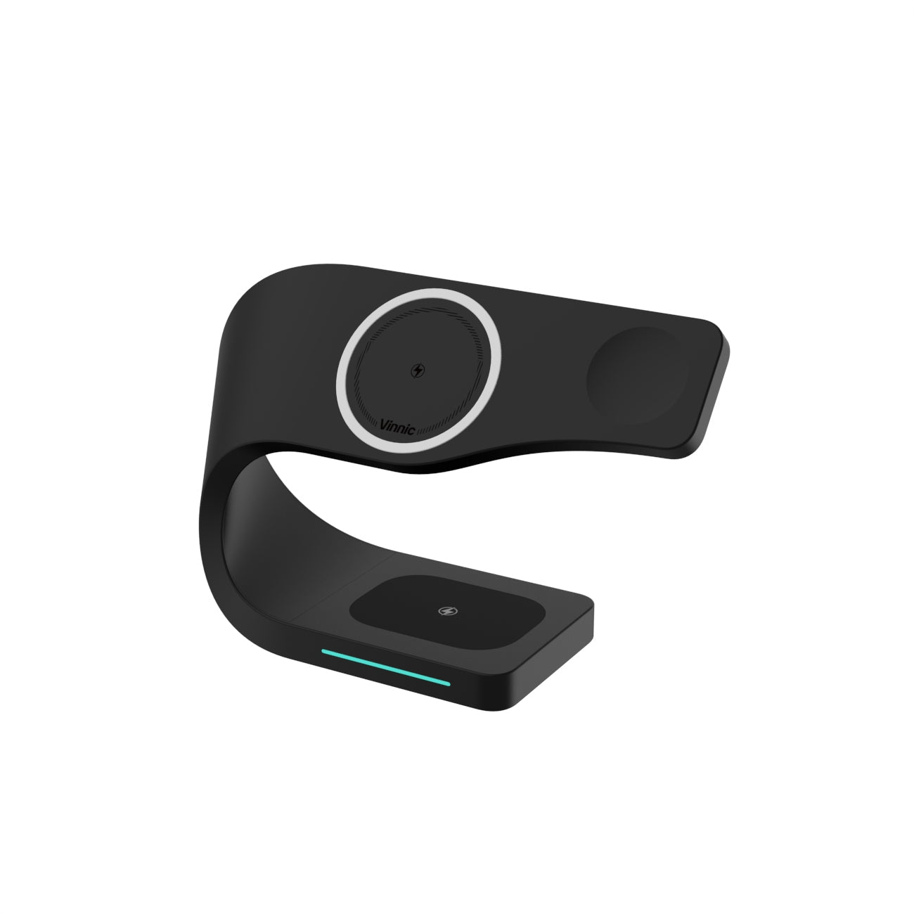 Vinnic DIRAN 4-in-1 Ladeständer – Qi – 15 W/3 W/5 W – magnetisch – für iPhone/Apple Watch/AirPods – Schwarz