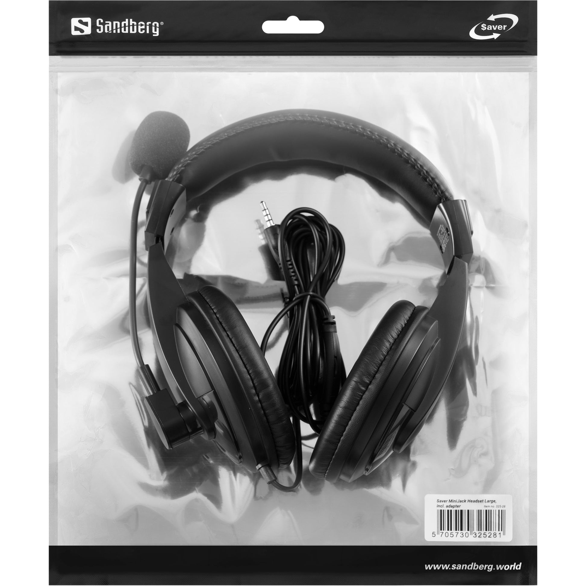 Sandberg Saver MiniJack 325-28 Office-Headset – Over-Ear, Stereo, Kabel, 3,5 mm Klinke, Schwarz