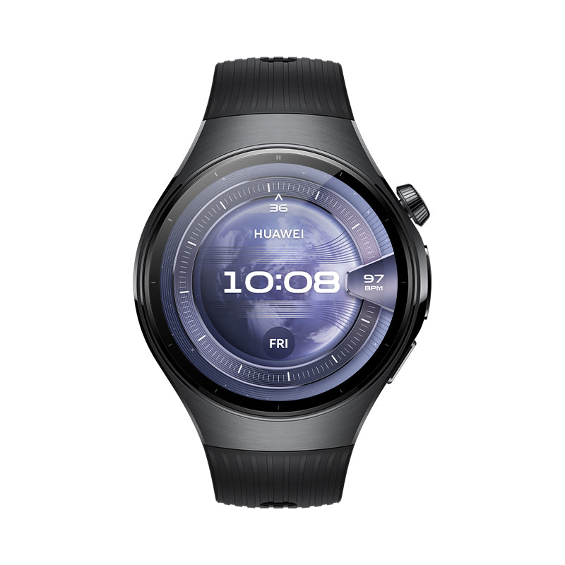 Huawei Watch 5 LTE – 46 mm, AMOLED, Edelstahl, Schwarz, Fluorelastomer, 5 ATM