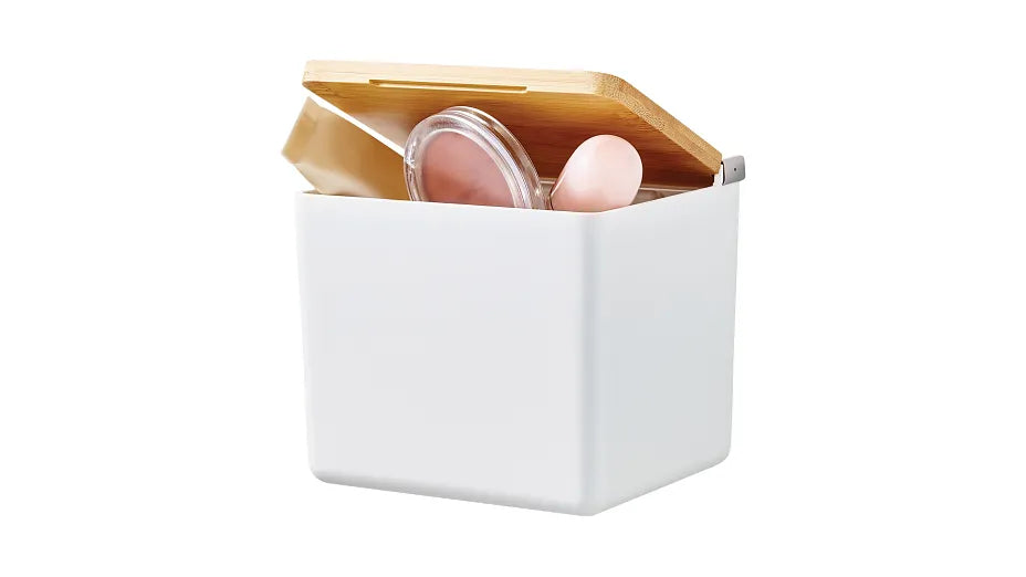 TESA Aufbewahrungsbox BABOO – Bambus, 10,2×10,2×11 cm, Weiss