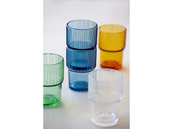 BITZ Latte Macchiato Glas – 4er Set, 380 ml, H 12,5 cm, Glas, Blau, spülmaschinenfest