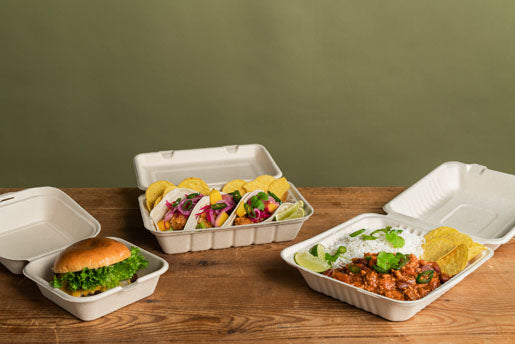 BioPak Take-away-Box, Bagasse (Zuckerrohr) – 1'000 ml 223 × 200 × 45 mm, braun