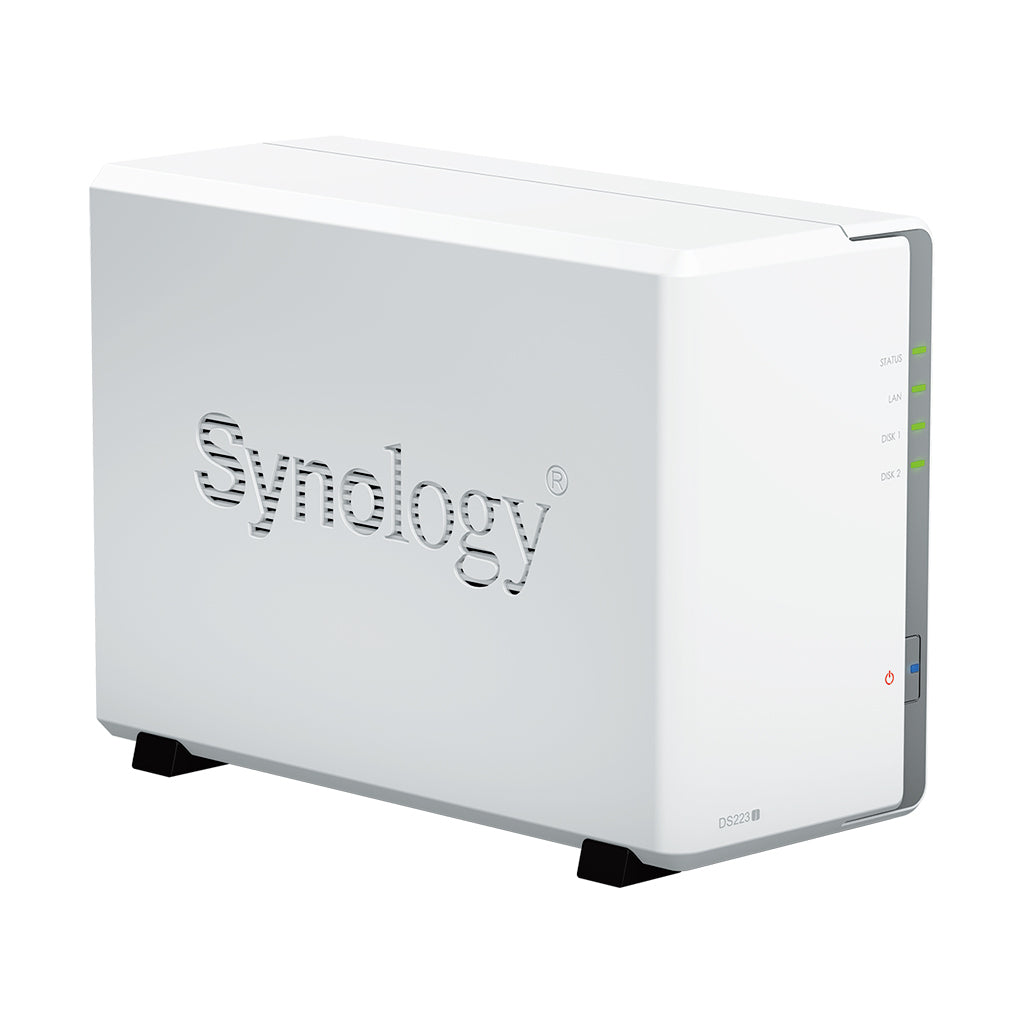 Synology DS223j – 2-Bay Desktop NAS – Realtek RTD1619B, 1 GB RAM, 1GbE, DSM, 16 TB (vorinstalliert)