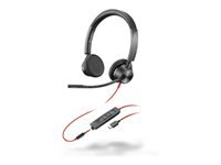 Poly Blackwire 3325 Office-Headset – On-Ear, Stereo, USB-C, 3,5 mm Klinke, MS Teams zertifiziert, Schwarz