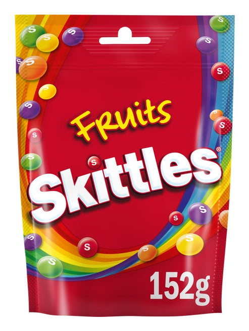 Skittles Fruits Fruchtgummi – Schwarze Johannisbeere, Zitrone, Limette, Orange, Erdbeere – 152 g