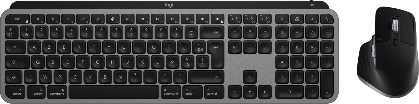 Logitech MX Keys S Combo für Mac – Tastatur, kabellos, FR-Layout (FR), Space Grey – für macOS