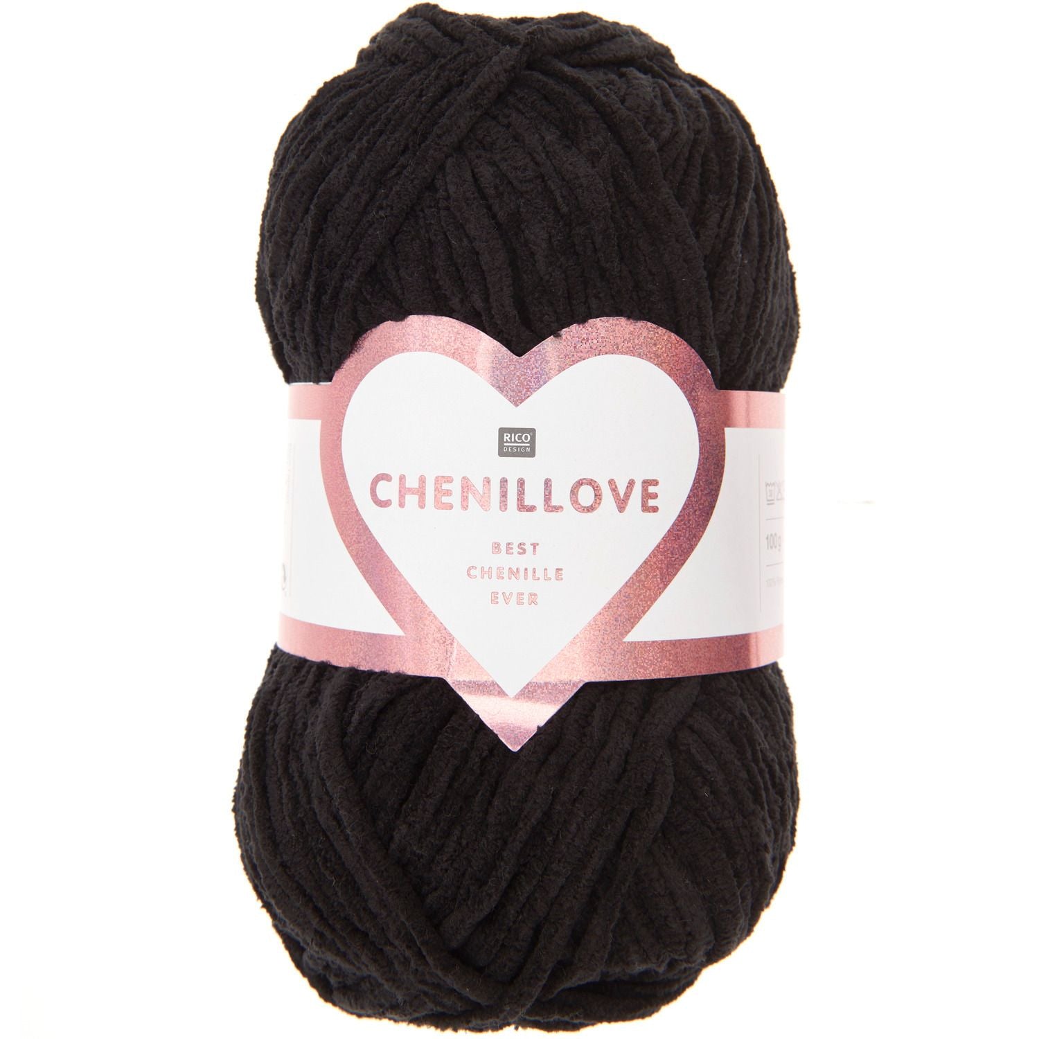 Rico Design Chenillove Wolle Schwarz – 100 g, 110 m, Nadel 4 mm, 100% Polyester