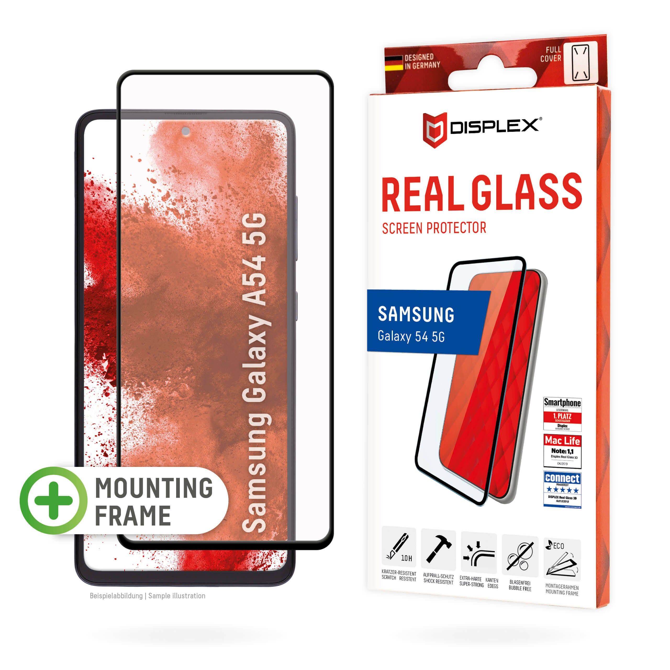 E.V.I. Displayschutzfolie – für Samsung Galaxy A54 5G, kratzresistent, anti-Fingerprint, Folie, 10H, transparent