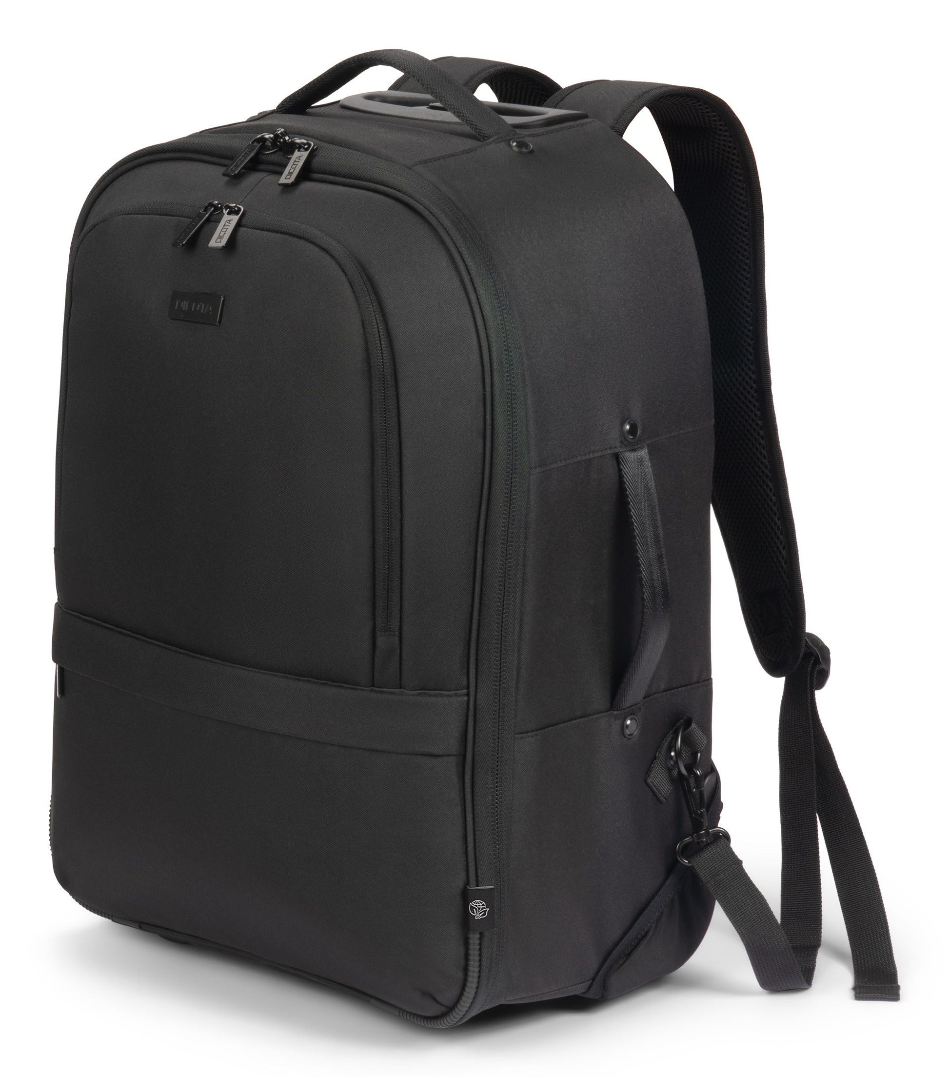 DICOTA Notebook-Rucksack bis 16" – mit Rollen, Teleskopgriff – Schwarz