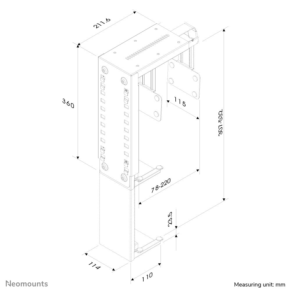 Neomounts CPU-Halterung (Untertisch) – bis 30 kg, schwarz, Stahl