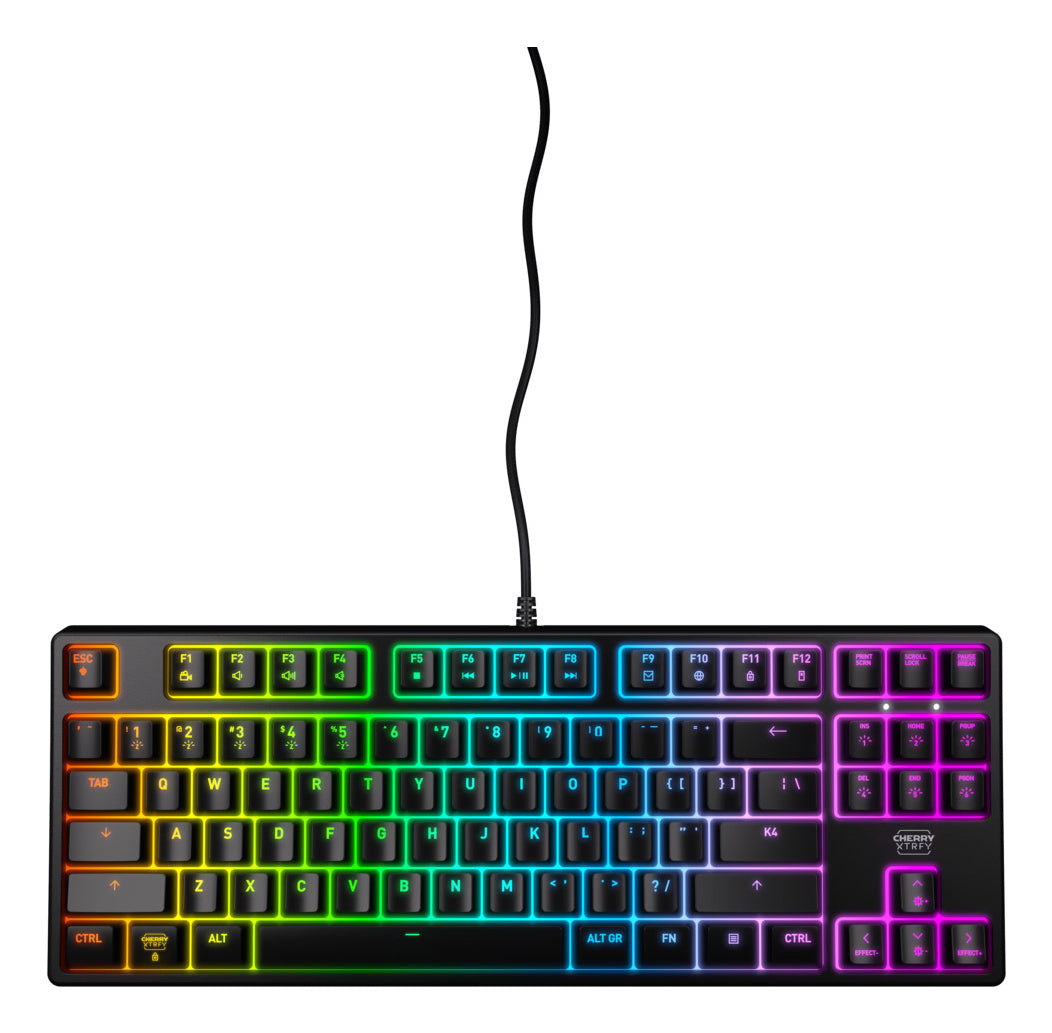 CHERRY K4V2 – Tastatur, kabelgebunden, TKL (ohne Ziffernblock), mechanisch (Cherry MX Red), Schwarz