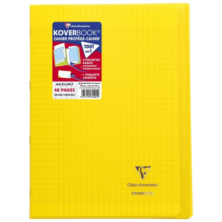 Clairefontaine Notizheft – A4 – 48 Seiten – 90 g/m² – geheftet, transparentes PP-Cover, assortiert, PEFC