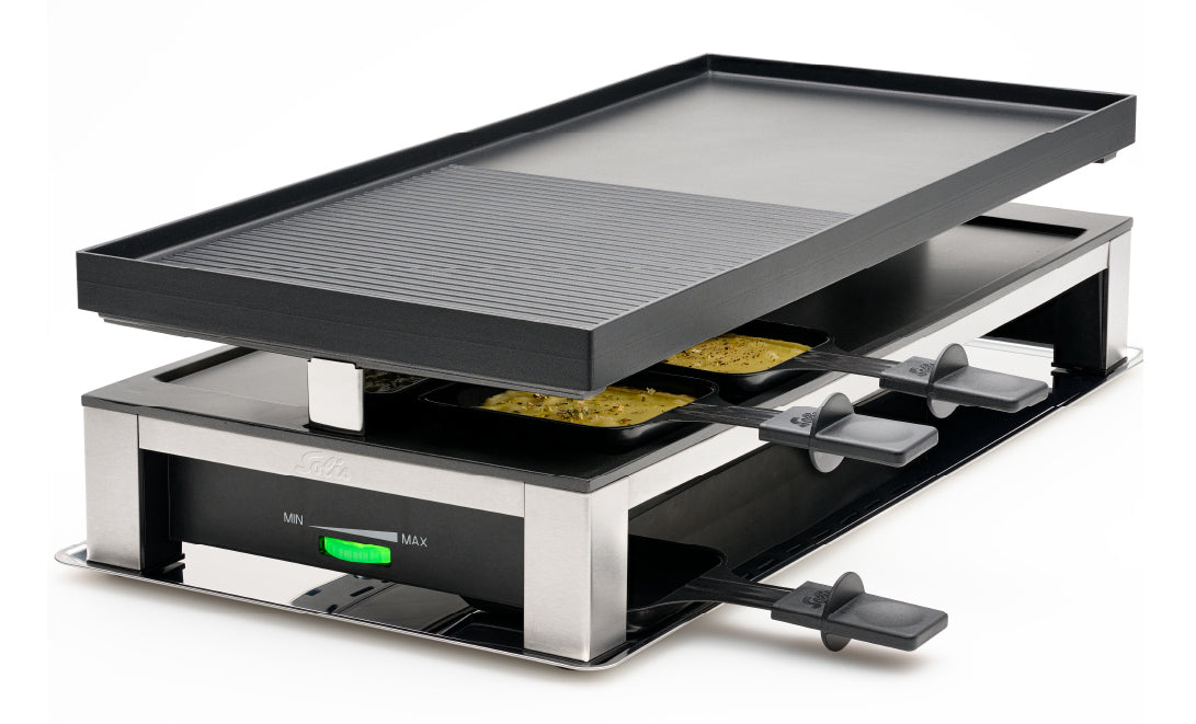 Solis Tischgrill Typ 7911 – 10 Personen, 24×53 cm Grillfläche, 1500 W, keramikbeschichtet – schwarz/edelstahl