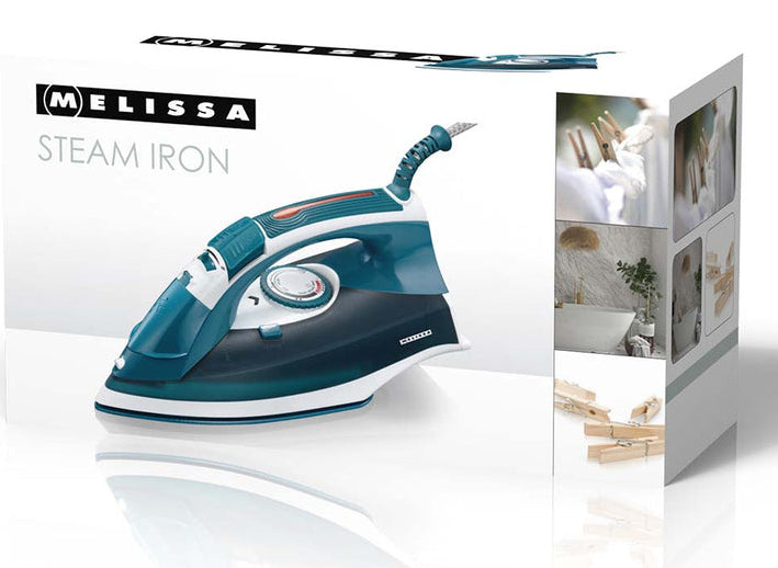Melissa Dampfbügeleisen – Keramiksohle, Blau/Grün, 2200 W, 300 ml, Selbstreinigend