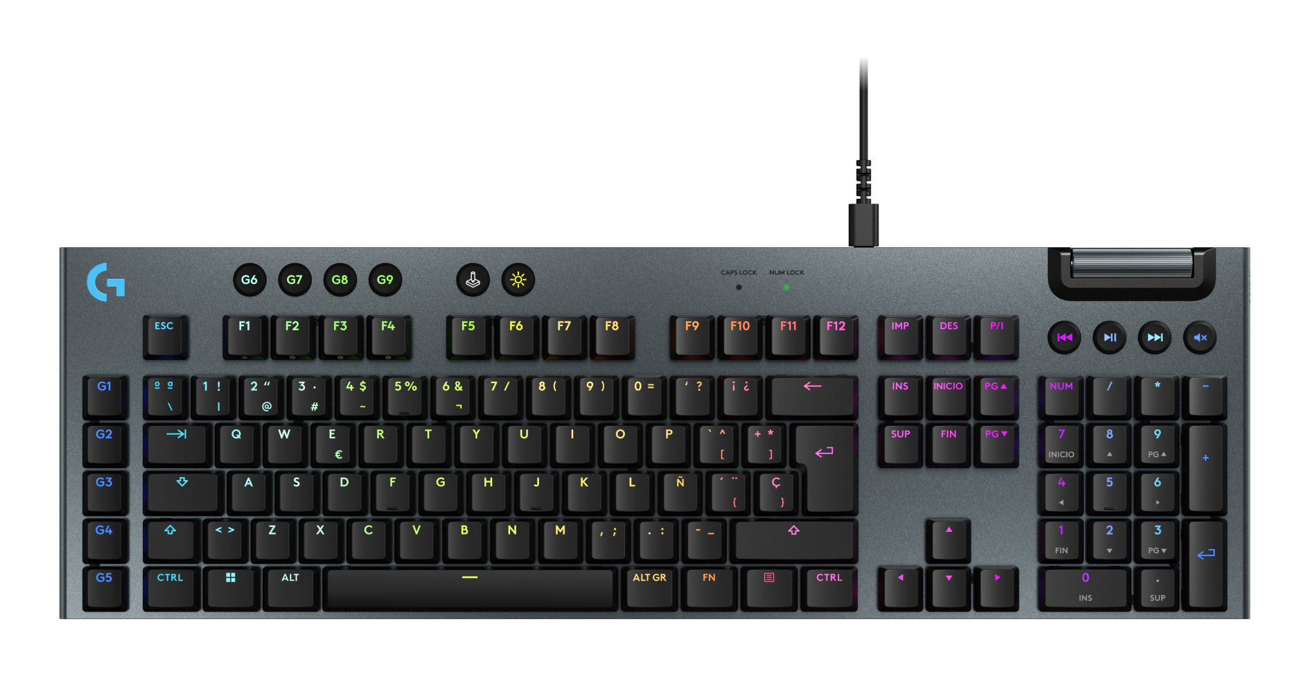 Logitech G G915 X – Gaming-Tastatur – Mechanisch – Kabelgebunden (USB-C) – QWERTY (ES) – RGB – Schwarz