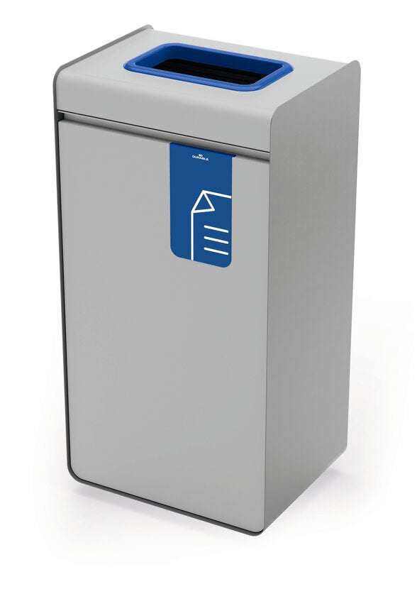 Durable Abfallcontainer DURASORT – 55 l – Metall, blau, grau – B × H × T 420 × 830 × 330 mm – TÜV