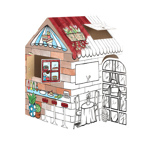 Fellowes Ausmal-Spielhaus Candyshop – 81,3×96,5×121,3 cm – Karton, ab 3 J., weiss