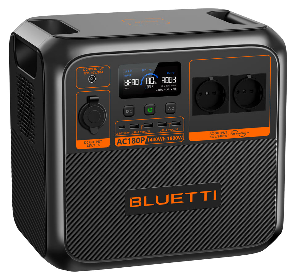 Bluetti AC180P – Powerstation – 1'440 Wh, 1'800 W, LiFePO4