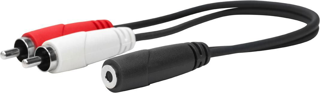 Vivolink 3,5-mm-auf-2×-Cinch-Adapterkabel – 3,5-mm-Klinke Buchse zu 2× Cinch Stecker – 0,2 m, vergoldete Stecker