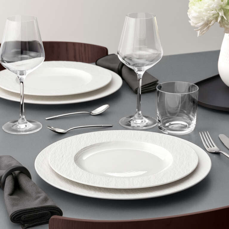 Villeroy & Boch Speiseteller Manufacture – Ø 27,1 cm, Porzellan, Weiss, spülmaschinenfest, mikrowellengeeignet