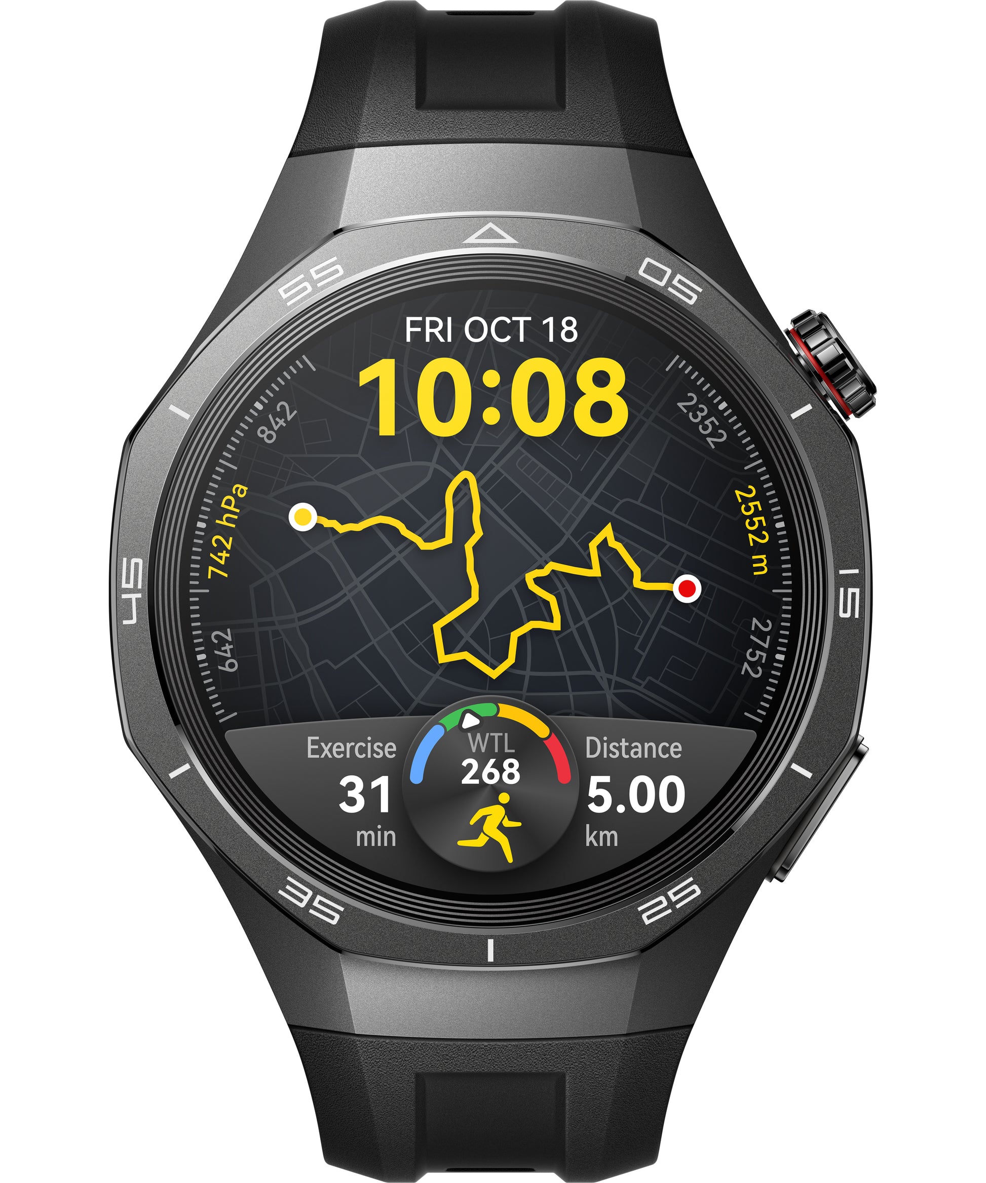 Huawei Watch GT5 Pro 46 mm GPS – Titan Schwarz, Sportband Schwarz, 50 m, für iPhone