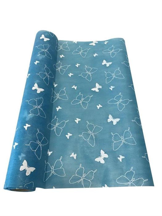 Dameco Dekostoff Vlies Schmetterling – 36 × 300 cm – Polyester, blau