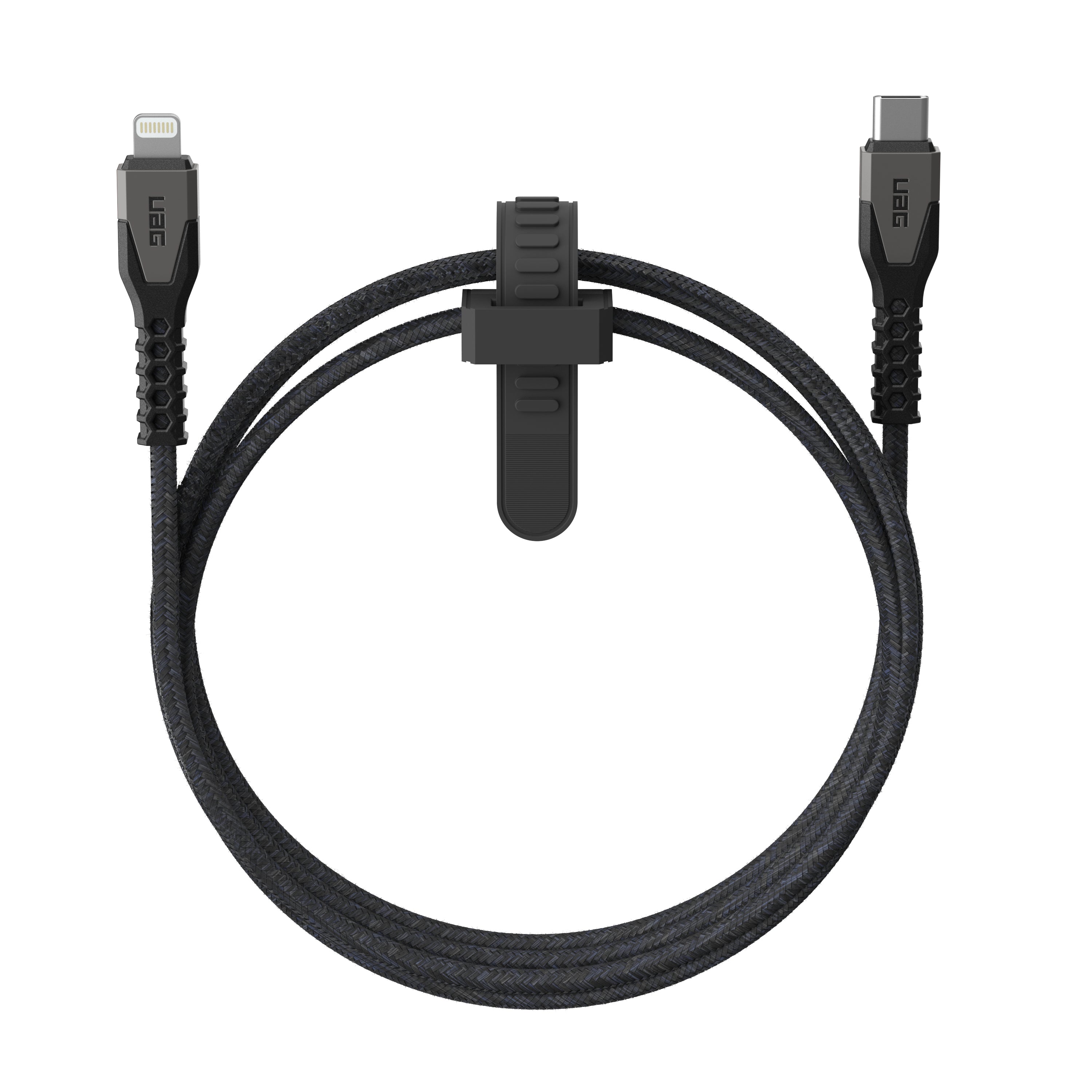 Urban Armor Gear UAG USB-C-auf-Lightning-Kabel – 1,5 m, USB 2.0, 30 W, Schwarz, MFi zertifiziert