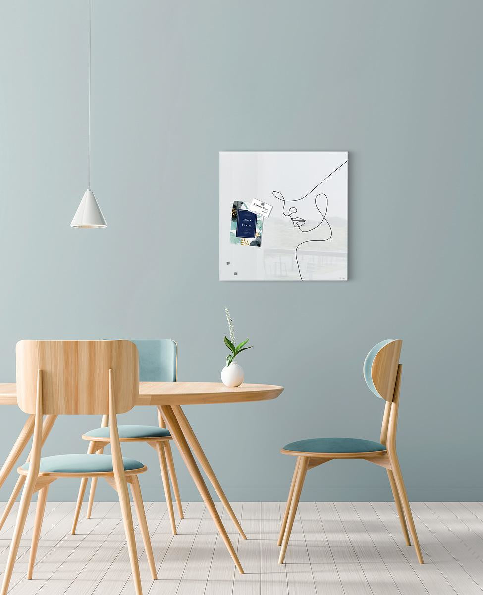 Sigel Whiteboard – 48 × 48 cm, Glas, magnetisch, Wandmontage, inkl. Magnete, Montagesatz