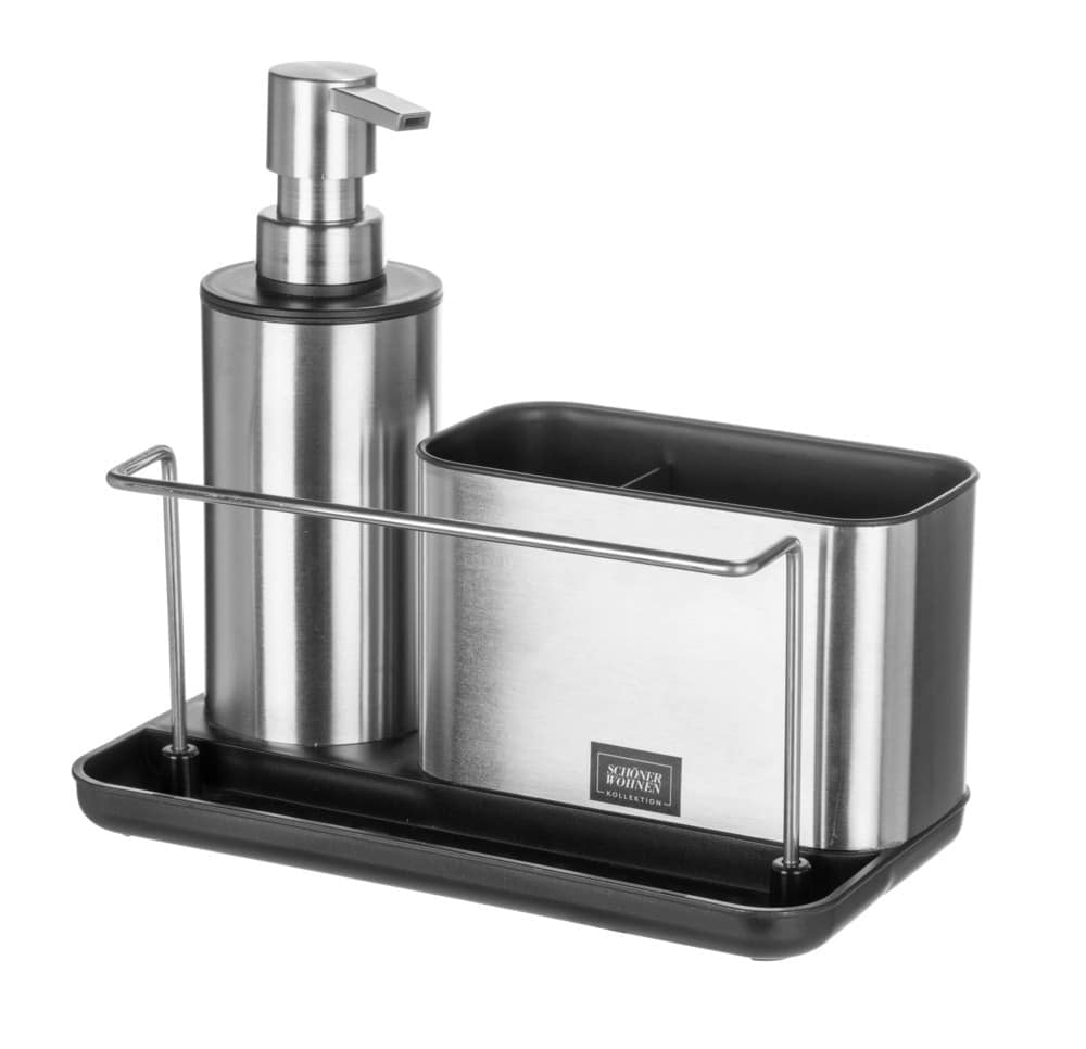 WENKO Utensilienhalter (wandmontiert) 21 × 11 × 18 cm, Edelstahl, Silber