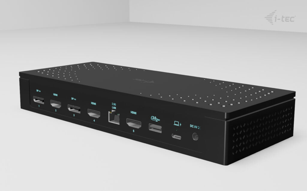 i-tec Universelle Dockingstation – USB-C, 2× DP, 3× HDMI, 3× USB-A, 2× USB-C, 100 W PD, 2,5GbE
