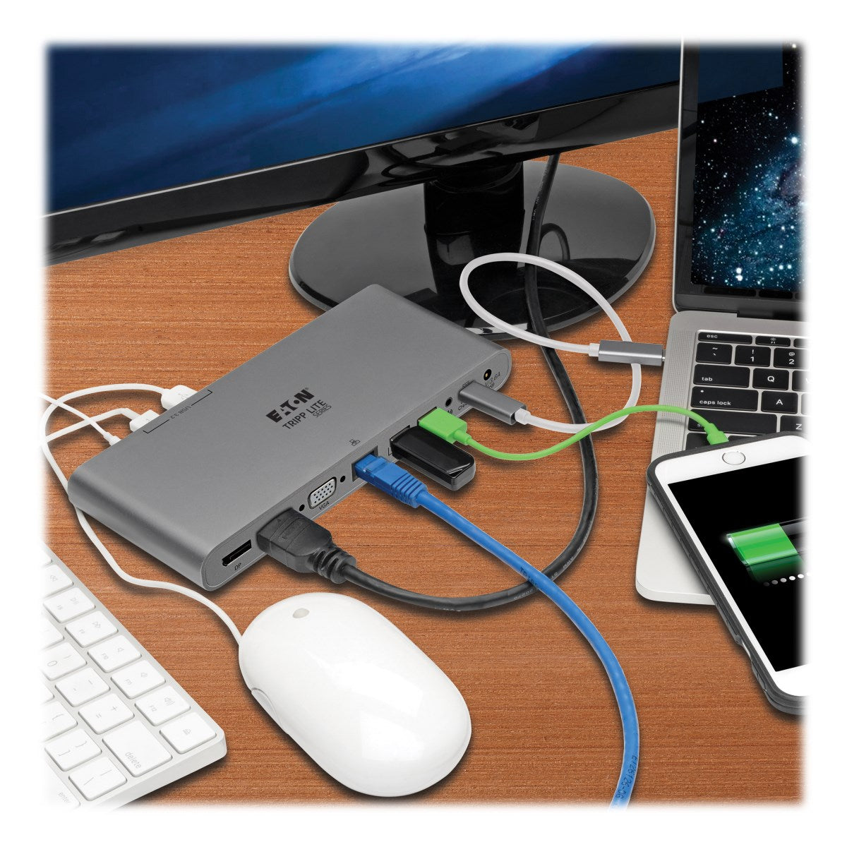 Tripp Lite U442-DOCK4-INT Dockingstation – USB-C, 1× DP, 1× HDMI, 1× VGA, 4× USB-A, 2× USB-C, 100 W PD, GbE
