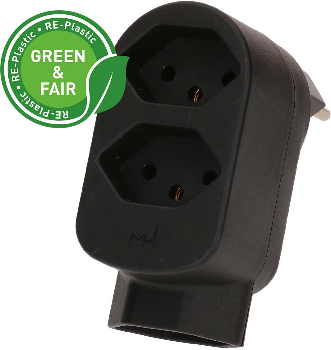 Max Hauri AG Max Hauri ADAPT 2+1x Typ 13 Abzweigstecker – 3× Typ 13, 230 V, 2300 W, 10 A – Schwarz