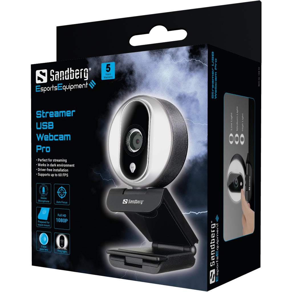 Sandberg Streamer USB Pro – Webcam – Full HD 1080p, bis zu 60 fps, USB