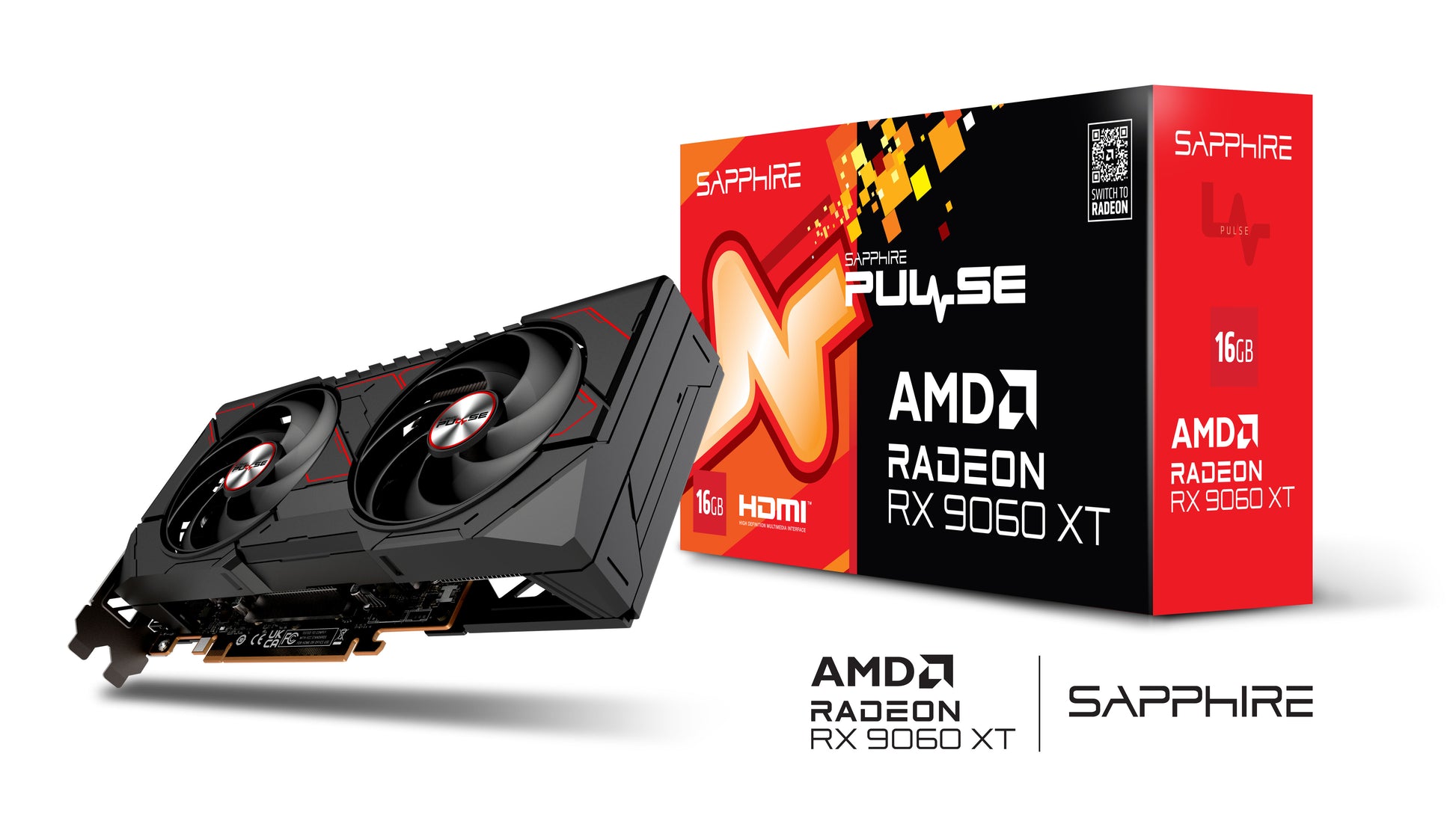 Sapphire RX 9060 XT PULSE GAMING OC – PCIe Grafikkarte, 16 GB GDDR6 – 2×HDMI/1×DP, PCIe 5.0, 1×8-pin