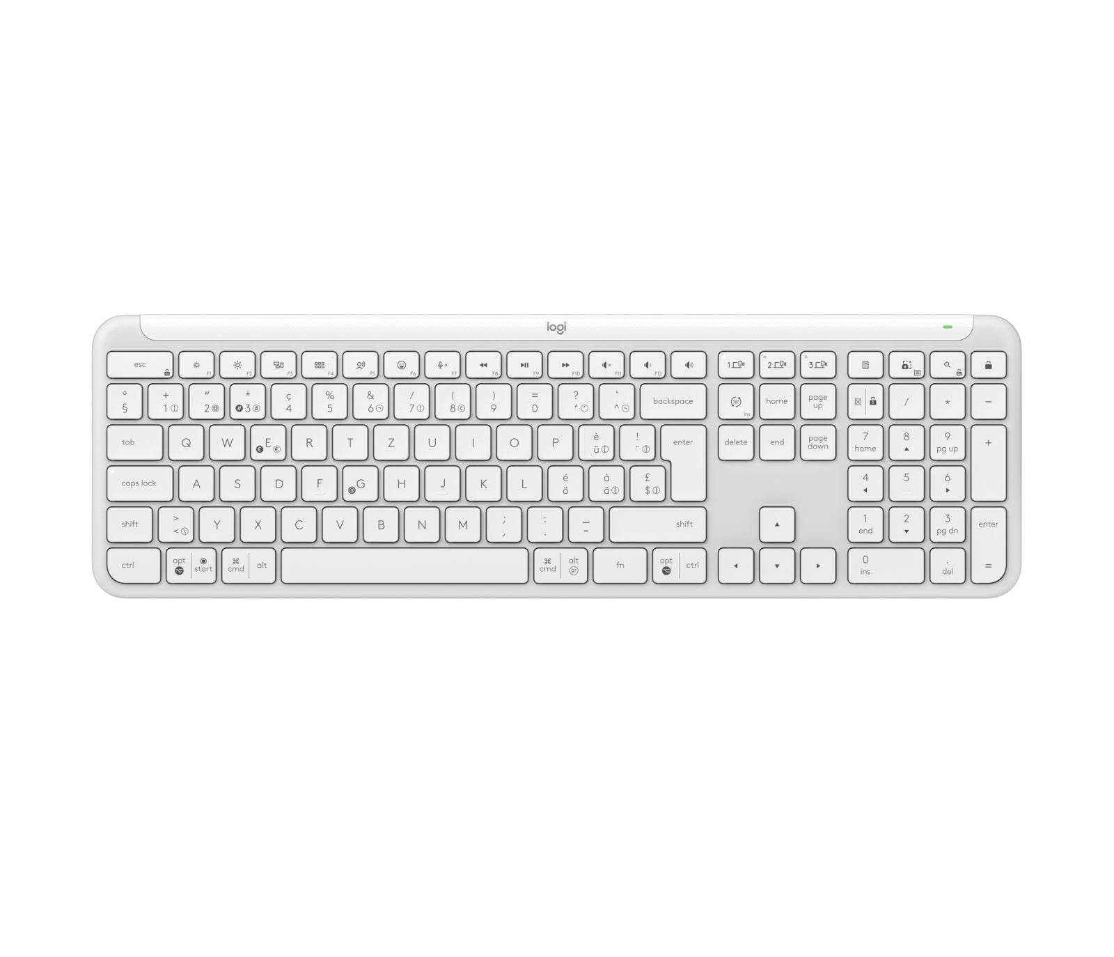 Logitech Signature Slim K950 – Tastatur, kabellos, CH-Layout (DE-CH), Weiss