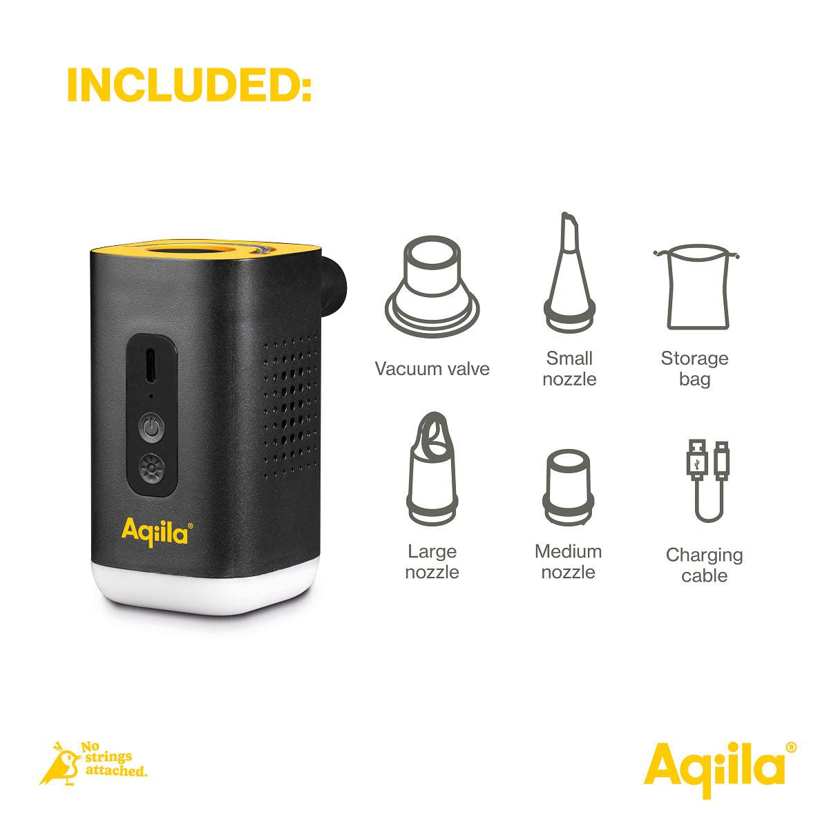 Aqiila Airbird C2 – 5 V – 35 W – 1,2 Ah – Inkl. USB-Kabel, 4 Ventiladapter, Tragetasche