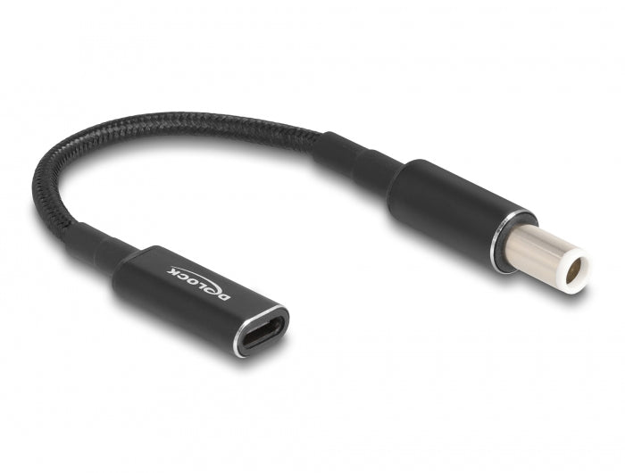 DeLOCK Adapterkabel USB-C zu Dell 7,4 × 5,0 mm – 15 cm, 19,5 V/3 A – für Dell Notebooks – Schwarz