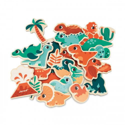 Janod Dino-Magnete – 14 × 14 × 8 cm – 24 Stück – ab 2 Jahren – FSC-Holz – mehrfarbig