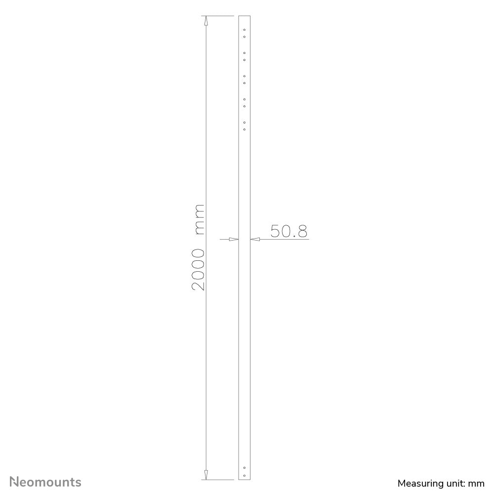 Neomounts FPMA-CP200 Verlängerungsrohr – 200 cm, bis 50 kg – für FPMA-C200/C400/PLASMA-C100 – Silber