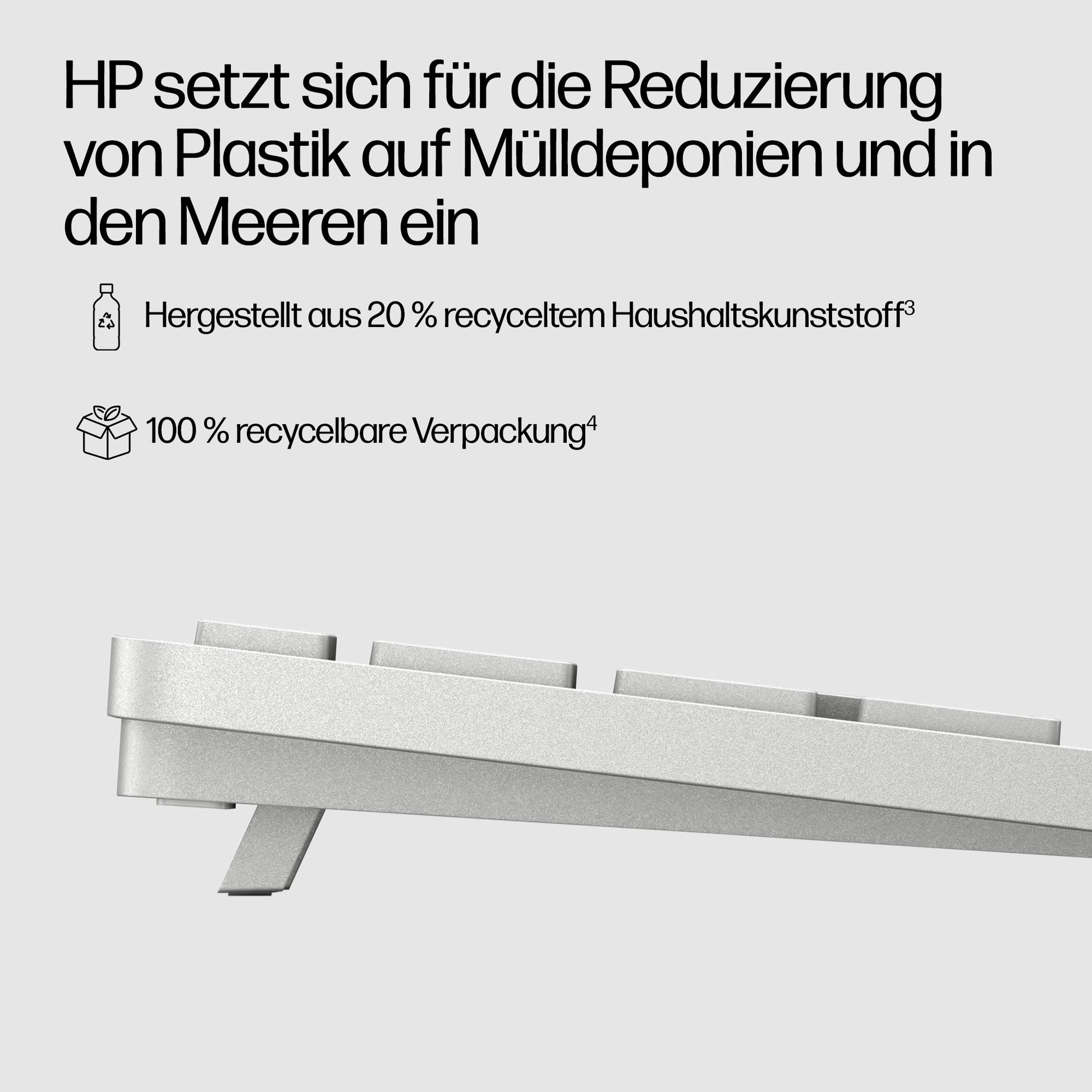 HP 970 Programmierbare Wireless K – Tastatur – Bluetooth (USB-C Ladeport) – Silber