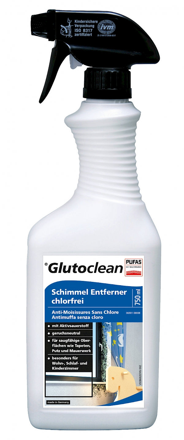 Glutoclean Schimmelentferner für Wohnbereiche – chlorfrei, Flüssigkeit, Spraydose – 750 ml